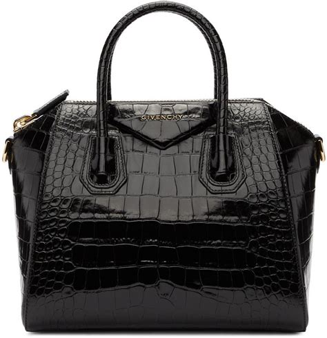 givenchy mini antigona croc black|Givenchy antigona shopper.